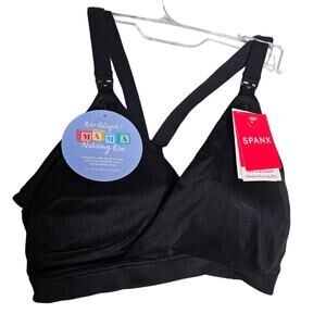 NEW Spanx S Brallelujah Mama Nursing Bra Black Comfort No Wire Lounge Wrap
